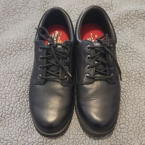 Mens Skechers Relaxed Fit Wide Width Black Leather Work Shoes Size 12
